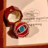 Fashion Light Luxury Tanzanian Blue Crushed Ice Flower Cut Ring Inlaid With High Carbon Diamonds Bird'S Nest Cut Simple Temperament Sea Blue