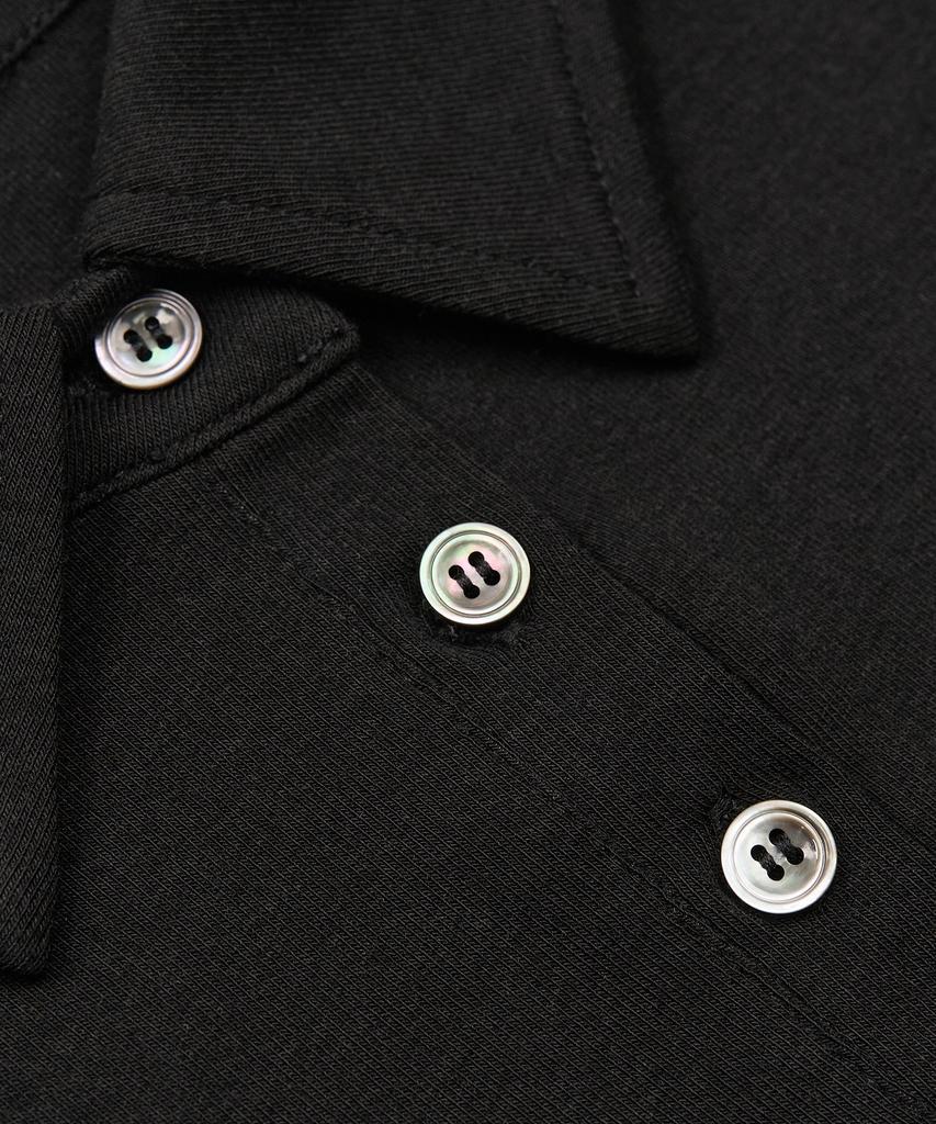 Pepeulli Button Cap Sleeve Collar Tee (Black)