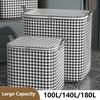 100/140/180L Clothes Storage Bag with Zipper Handle Large Capacity Blanket Quilt Clothes Closet Wardrobe Organizer for Bedroom