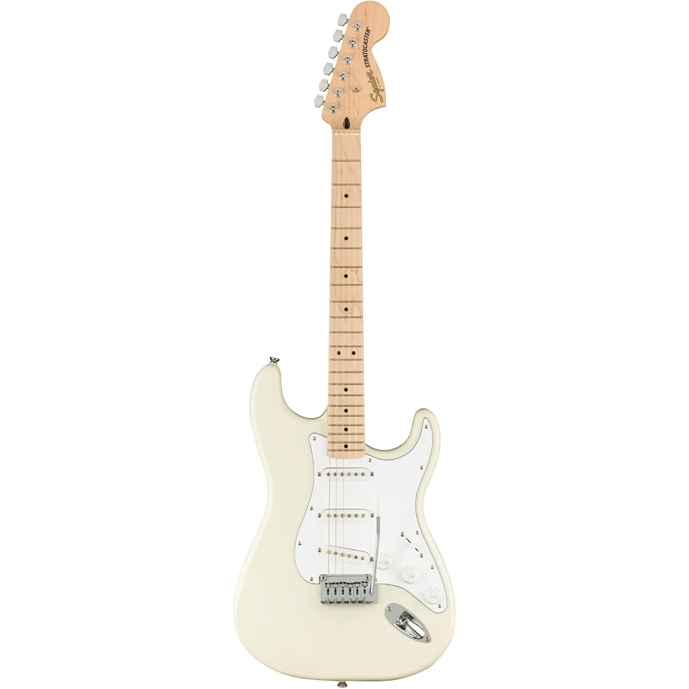Squier by Fender Electric Guitar Affinity Series™ Stratocaster®, Maple Fingerboard, White Pickgua...