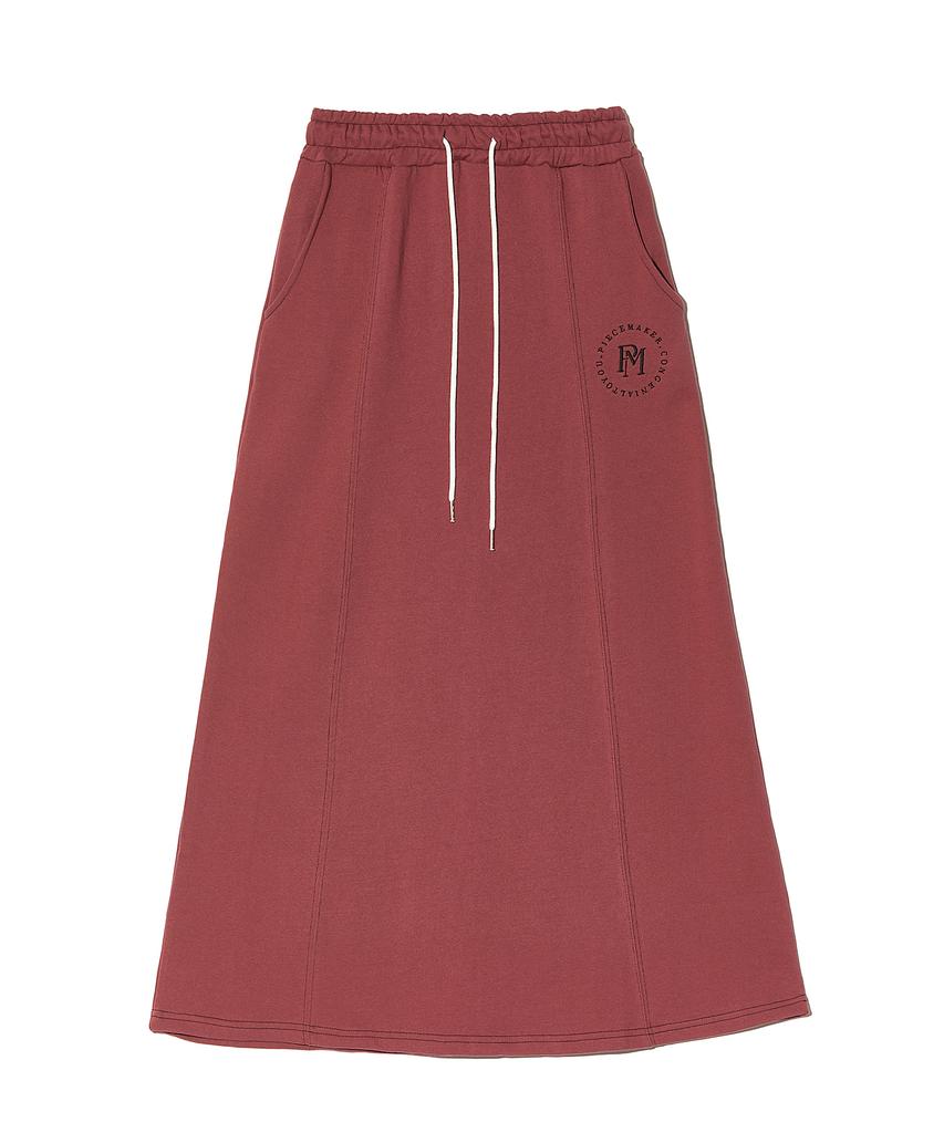 Peace Maker Stitch Sweat Maxi Skirt (Burgundy)