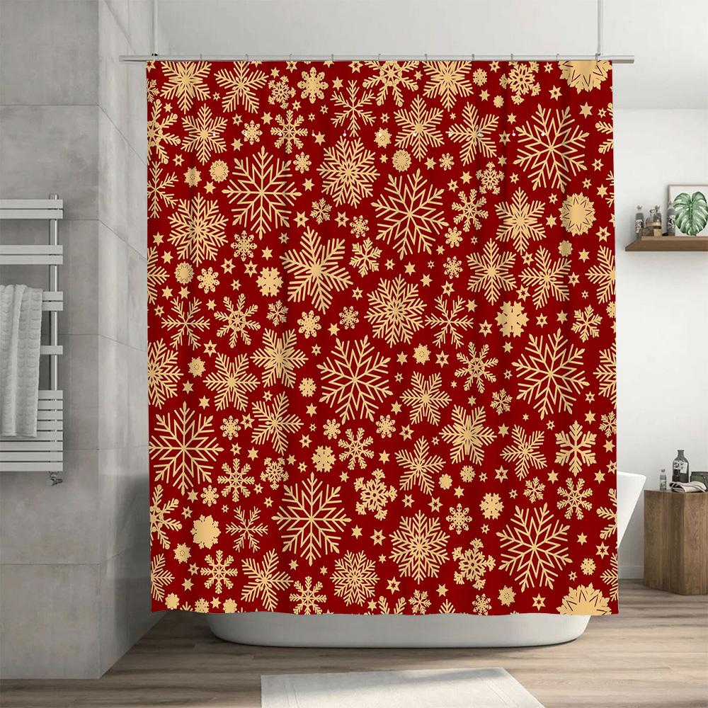 Christmas Snowflake Shower Curtain with Gold Pattern for Bathroom Decor Printed Fabric Waterproof Home Supplies In Bath from Hom