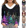 Girls' Winter V-Neck Christmas Print Base Layer Top