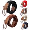 Men's Women's Canvas Plain Webbing Metal Buckle Woven Stretch Waist Belt Strap