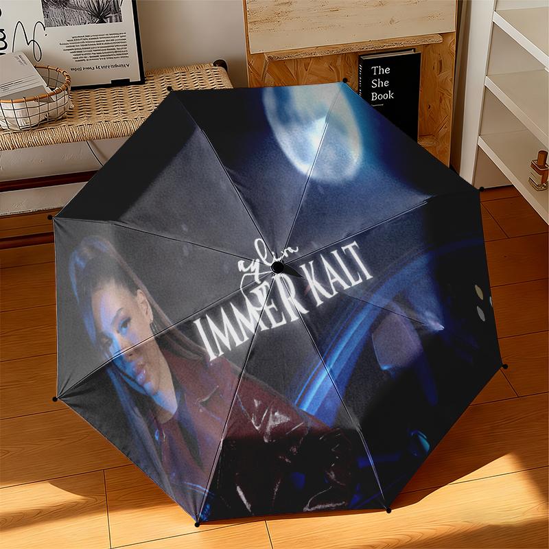 1pc Ayliva's Album Cover Umbrella Portable Folding Umbrella Iron Frame Hole Bone Structure Outdoor Home Umbrella