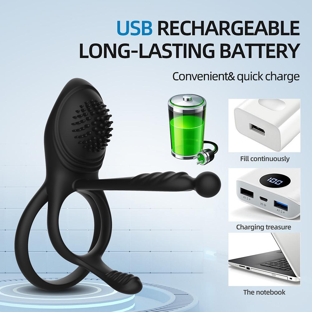 Vibrating Penis Cock Ring Delay Ejaculation Silicone Anal Vaginal G Spot Clit Stimulator Vibrator Adult Sex Toys For Men Couple