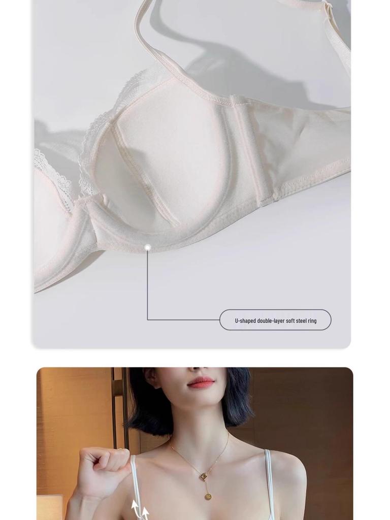 French Lace Push-Up Bra Set: Summer, Anti-Sag, Side Support for Small Bust