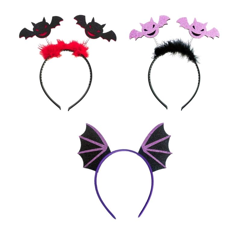 Gothics Sequins Bat Hairband for Adult Kids Cosplay Party Costume Day of the Death Bat Headpiece Halloween Accessories