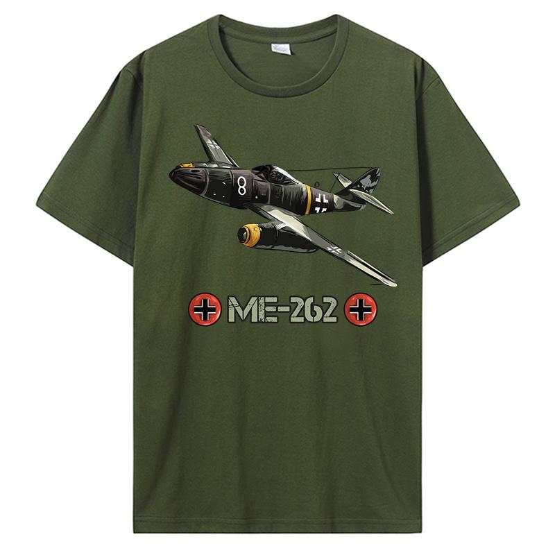 World War 2 German Aircraft ME 262 Fighter Jet Memorabilia T-Shirt Men Cotton O-neck Tshirt Hip Hop Tees Streetwear Harajuku