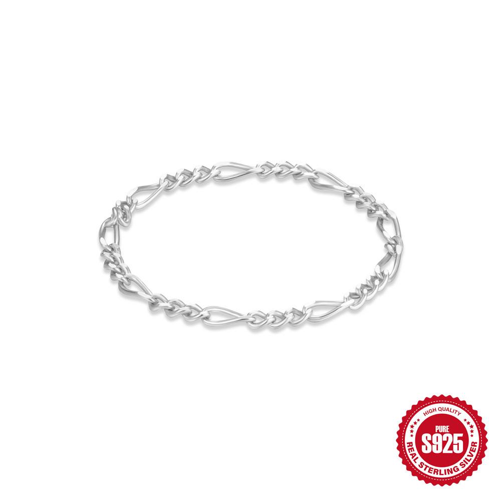 

Stylish And Simple S925 Sterling Silver Daily Matching Figaro Chain Round Bead Chain Basic Ring Chain Stacked Bracelet No.7