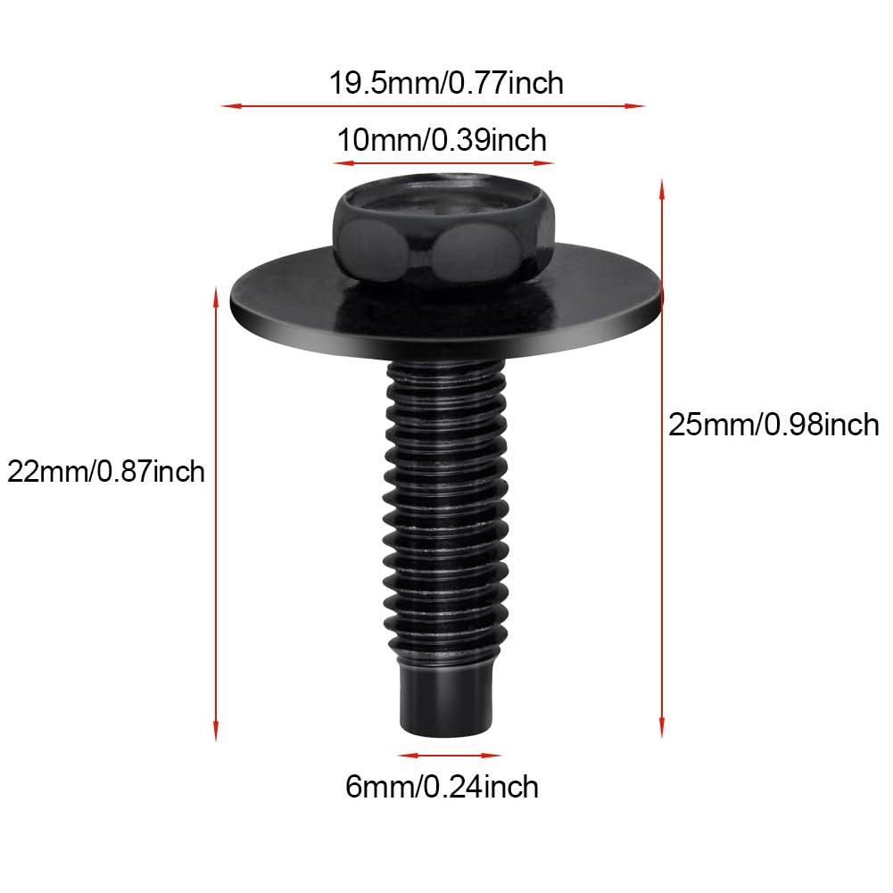 Toyota Car Body Interior & Exterior Panel M6 Washer Screw Set