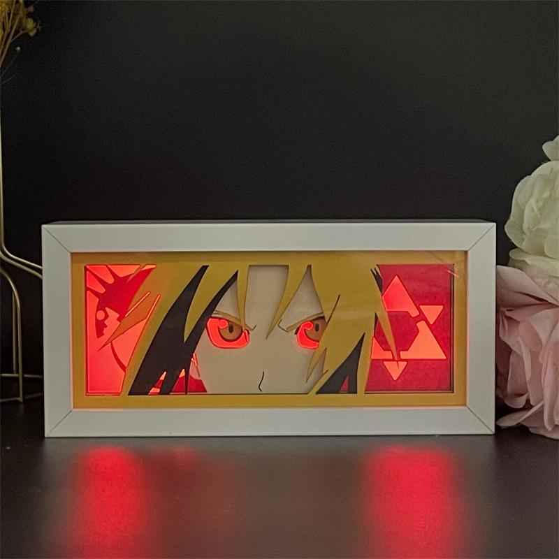 Cartoon Fullmetal Alchemist Light Box Led Anime Peripherals Night Bedroom Table Lamp Decoration Luminous Toys Gift Ornaments