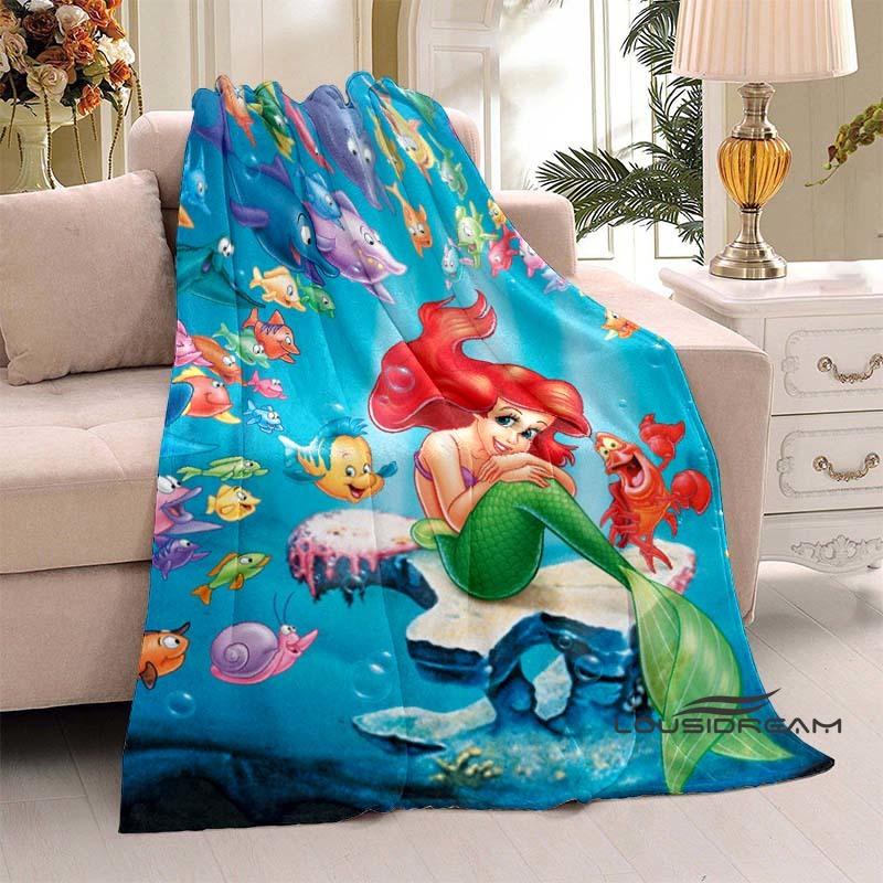 3D Printed Cute Cartoon The Little Mermaid Blanket, Home & Travel Blanket, Soft and Fluffy Winter Blanket Gift for Children and