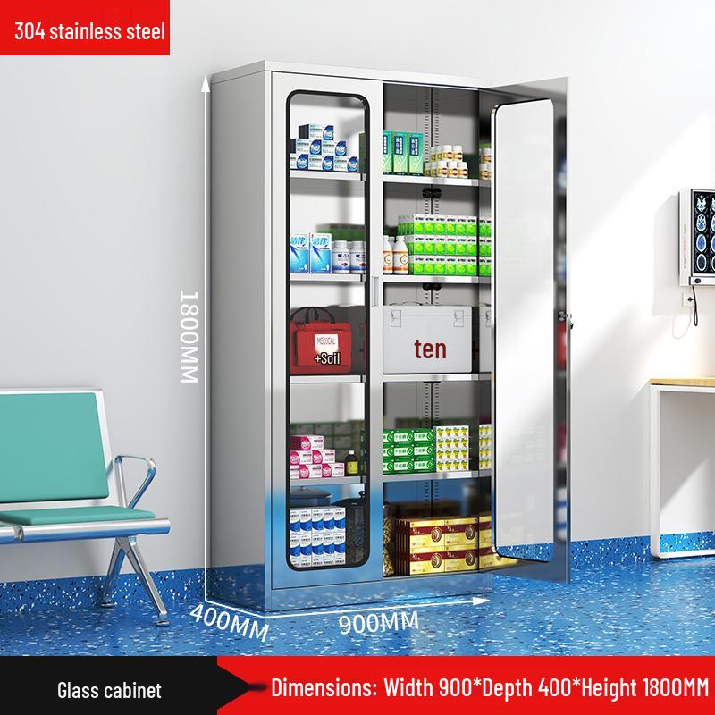 304 Stainless Steel Medical & Filing Cabinet with Locker