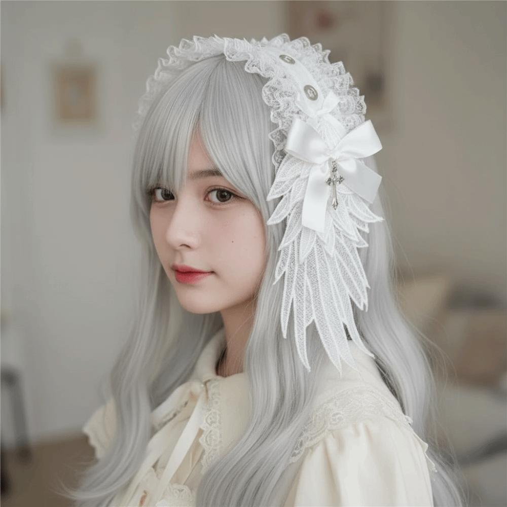 Spicy Girl Cosplay Headdress Rivet Lolita Hair Clip Sweet Lolita Wings Lace Headband  Party