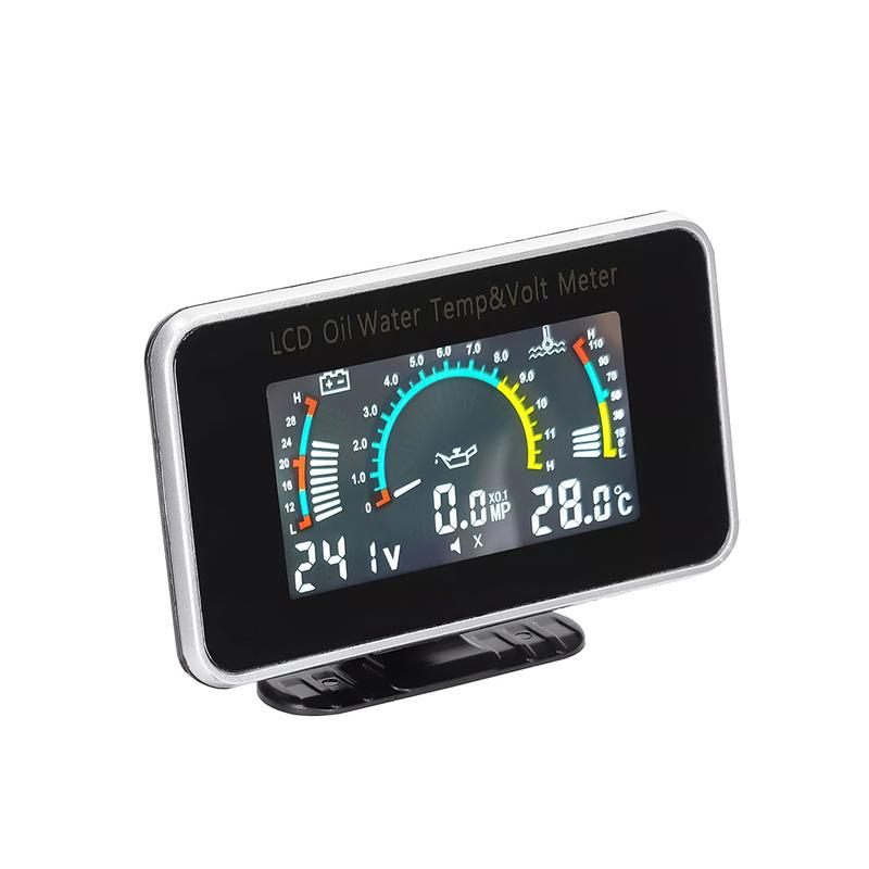 Car LCD Meter Digital Oil Pressure Voltage Water Temperature Gauge 3-in-1 Universal Instrument 9-36V for Car Truck SUV RV