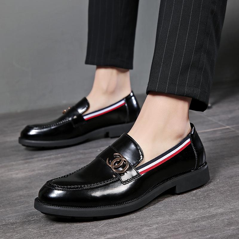 Mens Metal Pointed Toe Real Leather Cowhide Business Formal Dress Slip