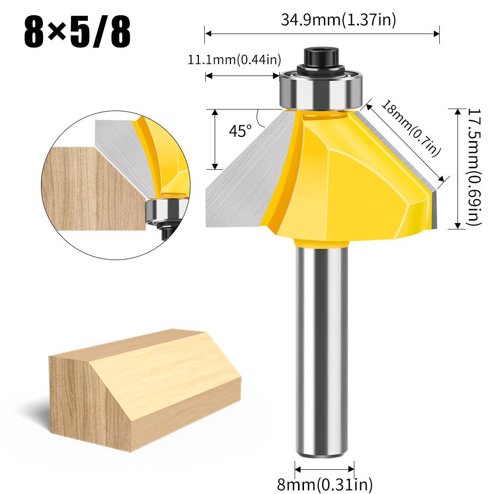 8 Handle 45 Degree Oblique Angle Knife Woodworking Milling Cutter Trimming Machine Engraving Machine Cutter Head 45 Degree Chamfering Knife Chamfering