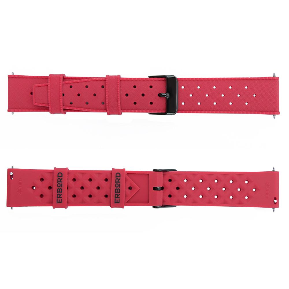 ERBORD Universal Silicone Strap 20mm, Tropic, Red/Black Buckle