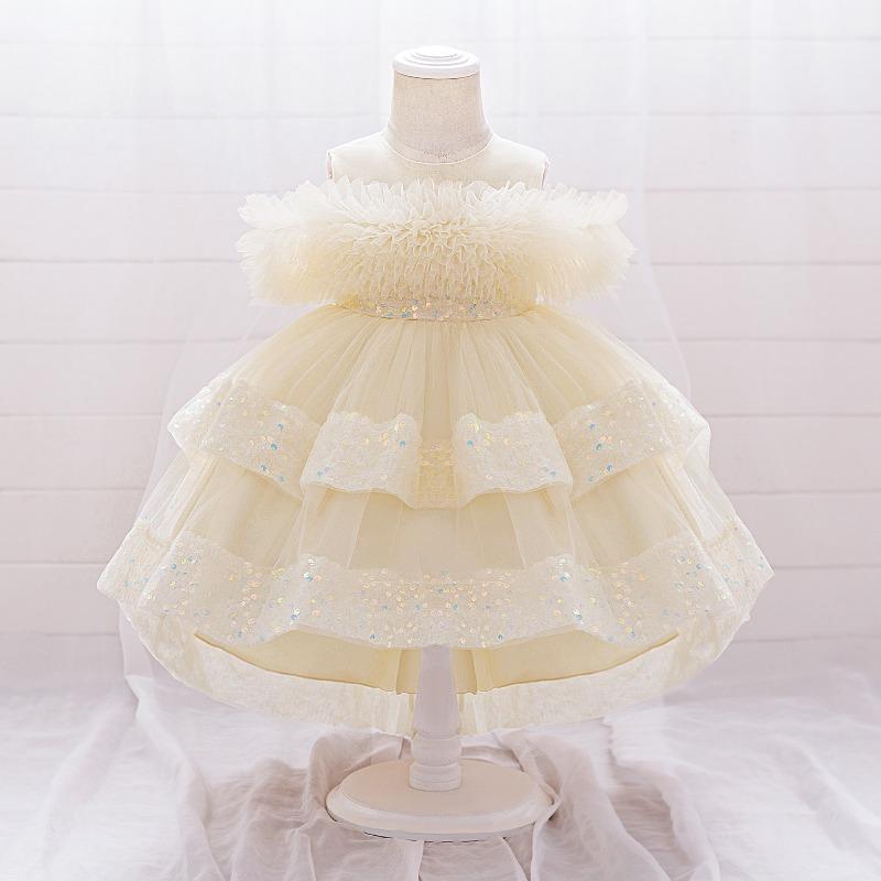 Children s formal sequin satin princess dress flower girl little girl party dress 70 шампанского