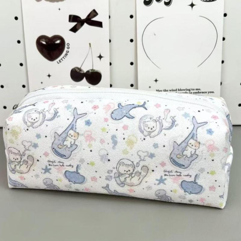 1Pc Student Simplicity Korean Pencil Pouch Large Capacity Stationery Storage Bag Small Makeup Bag Travel Organizer Cosmetic Bag