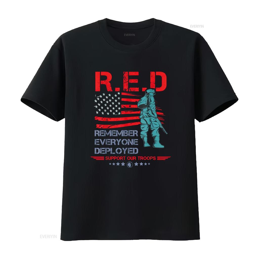 Red Friday Military T Shirt Remember Everyone Deployed Vintage Washed Comfortable Casual Top For Everyday Wear Stylish