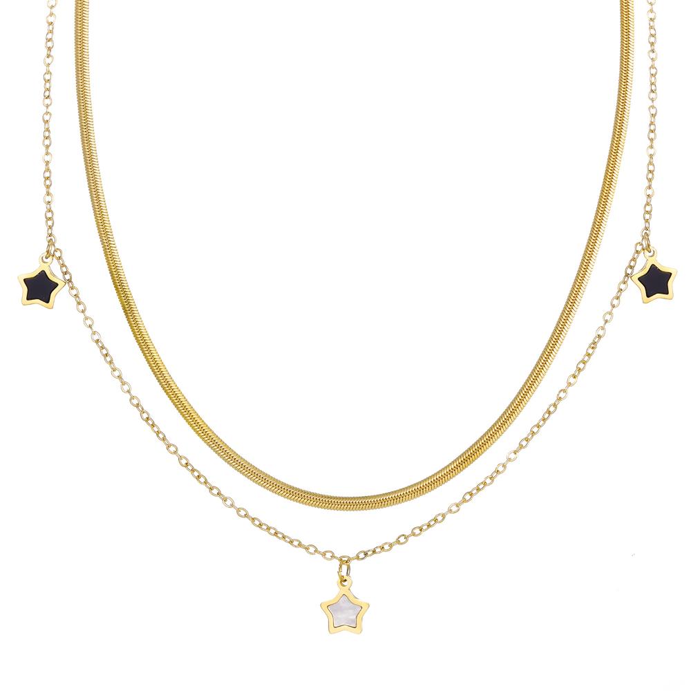 Fashion Star Pendant Necklace Women Elegant Charm Necklace Simple Double Layer Girl Gift Collar Chain Gift Sweater Chain