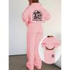 American Retro Printed Hooded Sweatshirt Wide Leg Pants Set Loose Daily Commuting Outfit Fashionable Street Style