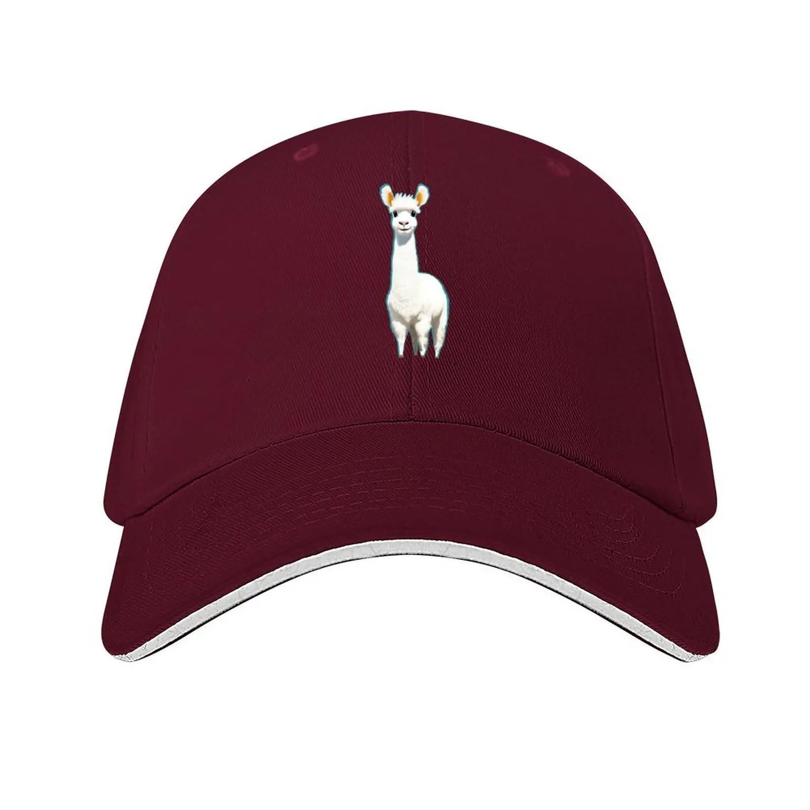

alpaka lama cute white teal cartoon smiling kawaii animal Baseball Cap Golf Cap foam party Hat Unisex Womens