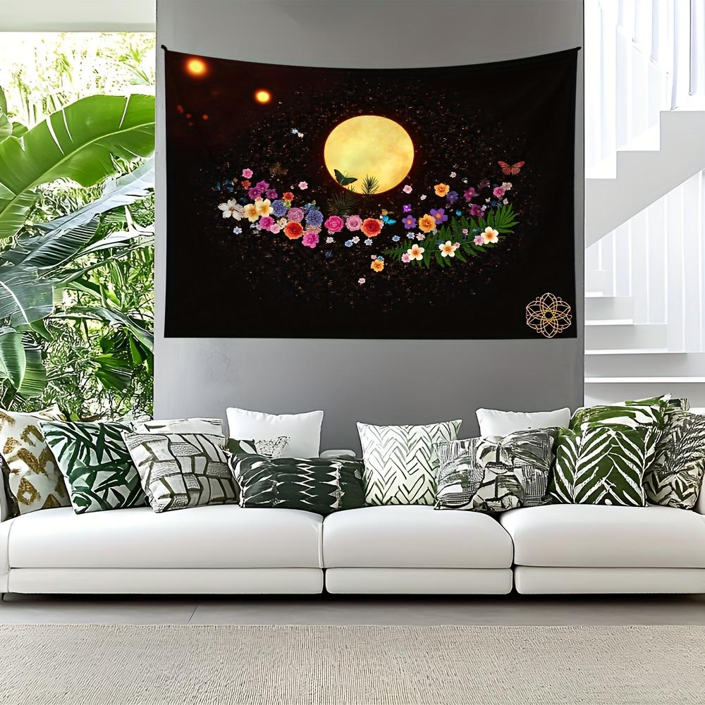 

VIKAMA Modern Art Full Moon Wreath Tapestry Living Room Bedroom Atmosphere Decorative Wall Hanging Wall Art 74x94cm(29x37in)