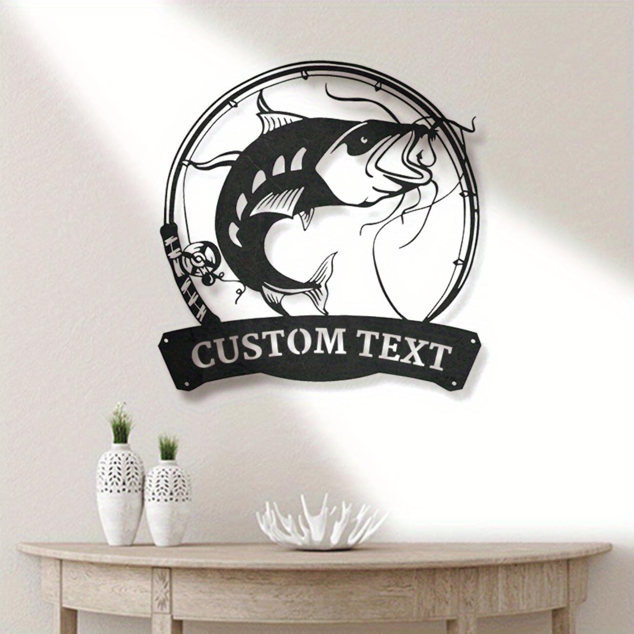 Personalized Catfish Metal Sign Fisherman Wall Art Rustic Decor Fishing Gift S чёрный