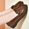 Shoes for Women Office Leather Casual Brown Woman Pumps Wedge Heel 2025 Trend Stylish Footwear Korean Style with Discount Young