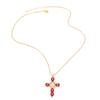 Gilded Zircon Cross Necklace Retro European Style Crucifix Pendant Chain  Christian