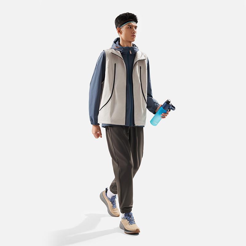 Li Ning Comfortable Casual Simple Fleece Cuffed Knitted Sports Pants Men bottoms Dark-Gray AKLUB55-2