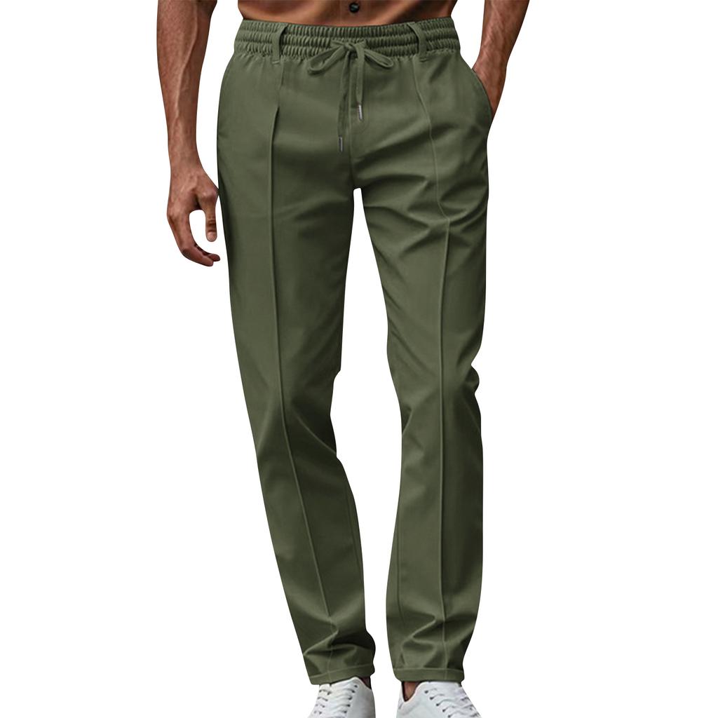 Men's Solid Color Straight Leg Plus Size Slim Business Casual Pants