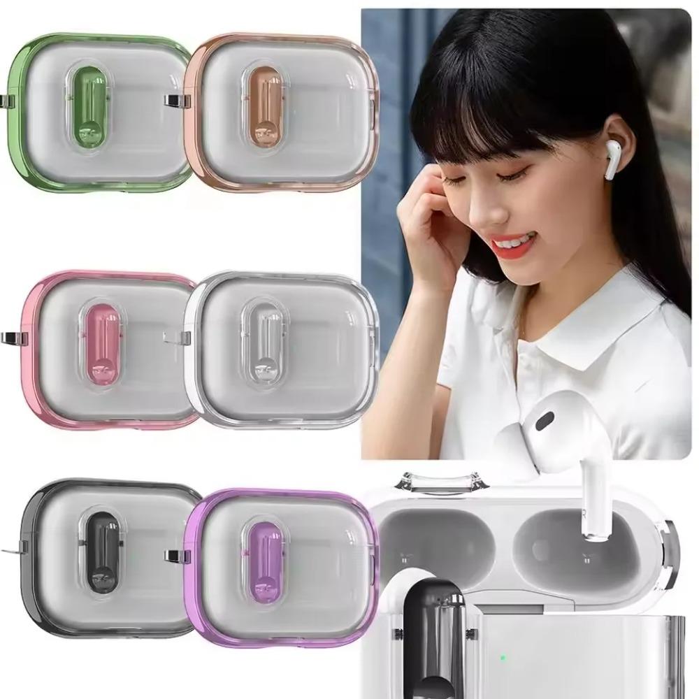 New Coming Transparent Crystal Clear Secure Lock Headphone Earphone Cover For Apple AirPods 4 Pro 3 2 Earphone Case With Hook
