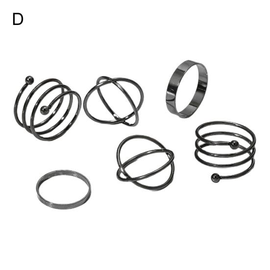 1 conjunto de anéis de junta geométricos punk unissex galvanoplastia anéis de dedo de longa duração