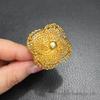 Dubai 24k Gold Filigree Flower Ring - Women's Wedding Jewelry for Global Elegance