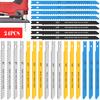 24Pcs Jig Saw Blade Set High Carbon Steel Assorted Saw Blades with U-shank Sharp Fast Cut Down Jigsaw Blade Woodworking Tool