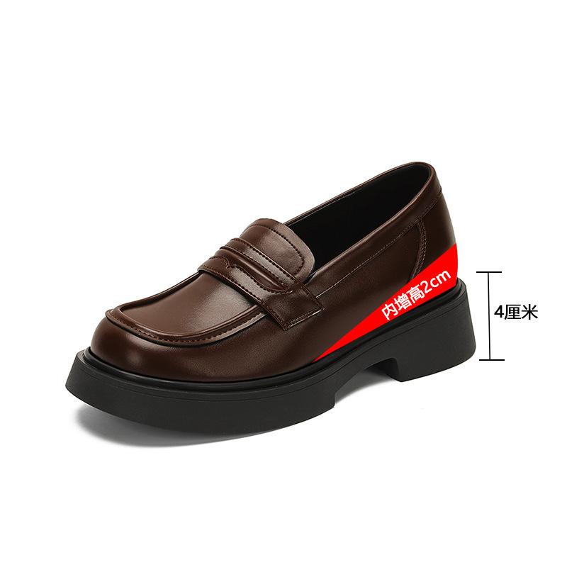 

Кожаные туфли на плоской подошве для женской обуви Huizhou Su Yinyin, те же мокасины, толстая подошва с круглым носком, новые маленькие кожаные туфли весной 39 коричневый