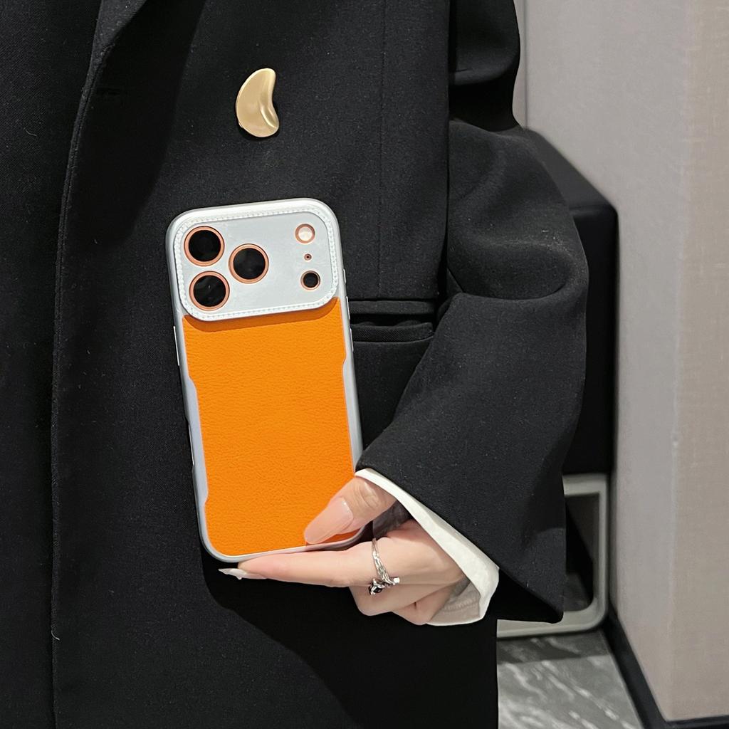 Plating Matte Leather Texture Phone Case For iPhone 17 Air 16 15 14 Plus 13 12 Pro Max Camera Protection Shockproof Hard Cover