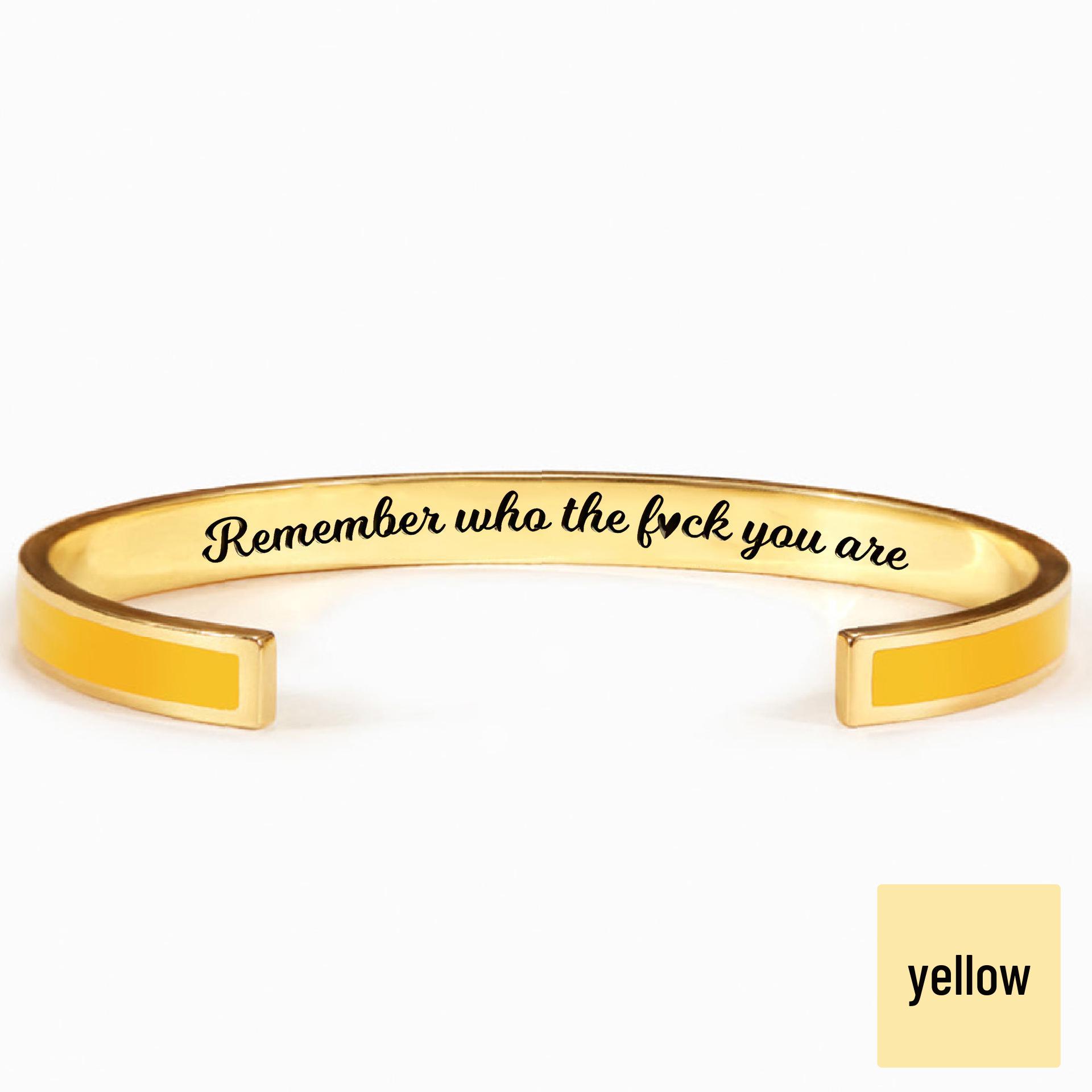 

Красочный гравируемый браслет из нержавеющей стали - Легкий роскошный унисекс модный браслет золотой/жёлтый