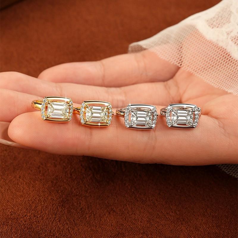 Classic Luxury 2CT Emerald Moissanite Earrings Women 14K Gold Plated Elegant Fine Jewelry