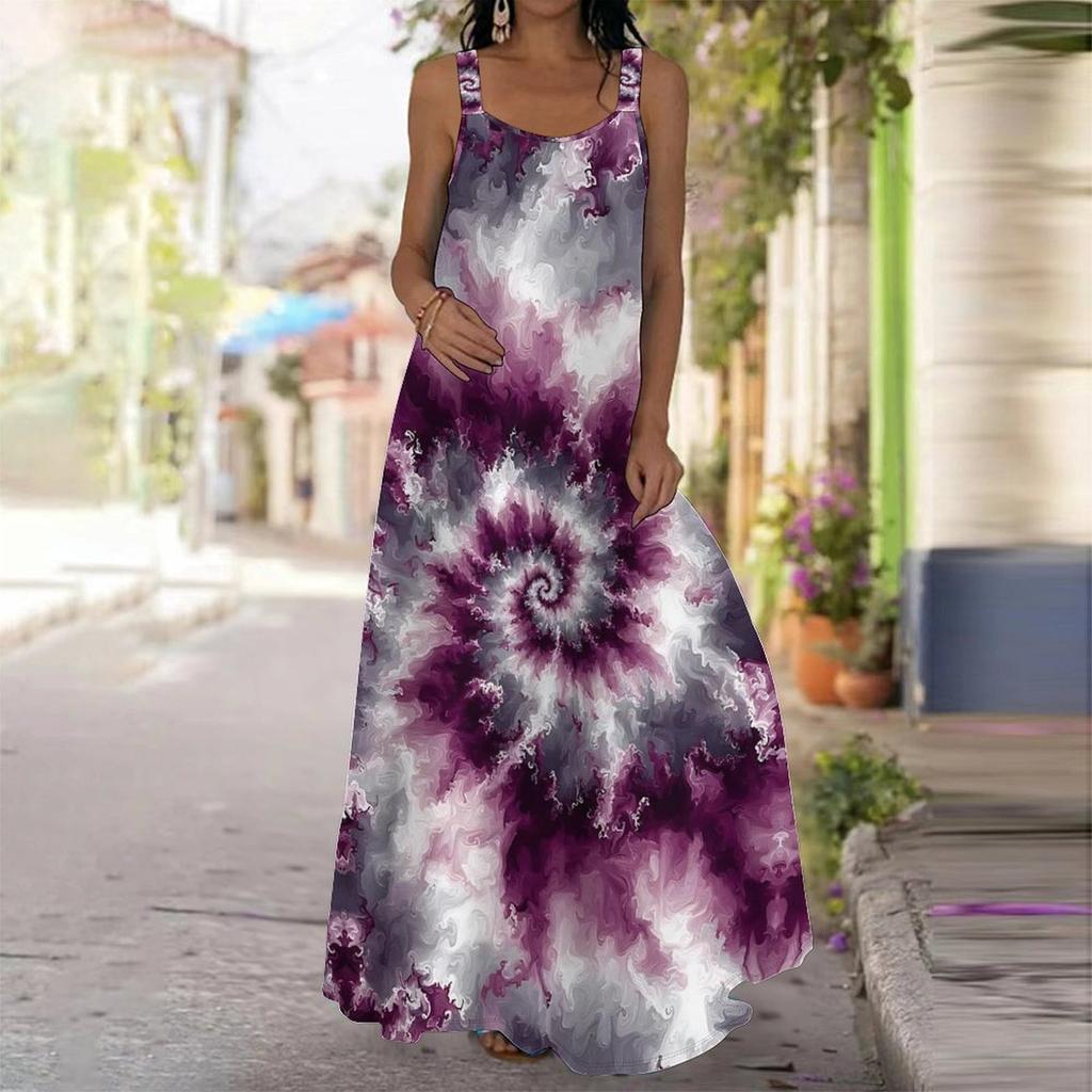 Women's Slip Dress Maxi Long Dress Spiral Tie Dye Print Dress Spring & Summer Leisure Vacation