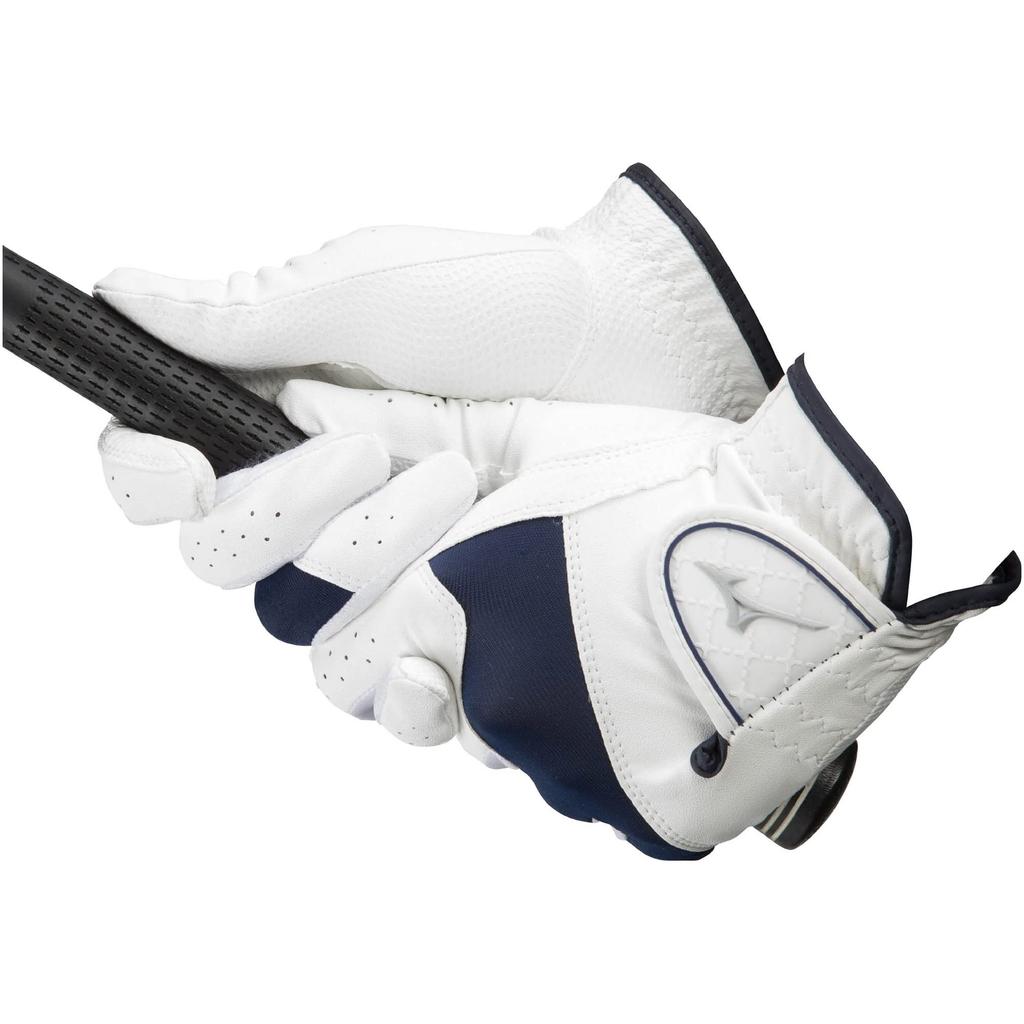 MIZUNO Golf Gloves Efil Synthetic 5MJWB254 Women's, Pair, Leather/Synthetic Leather, White/Navy, 19cm,
