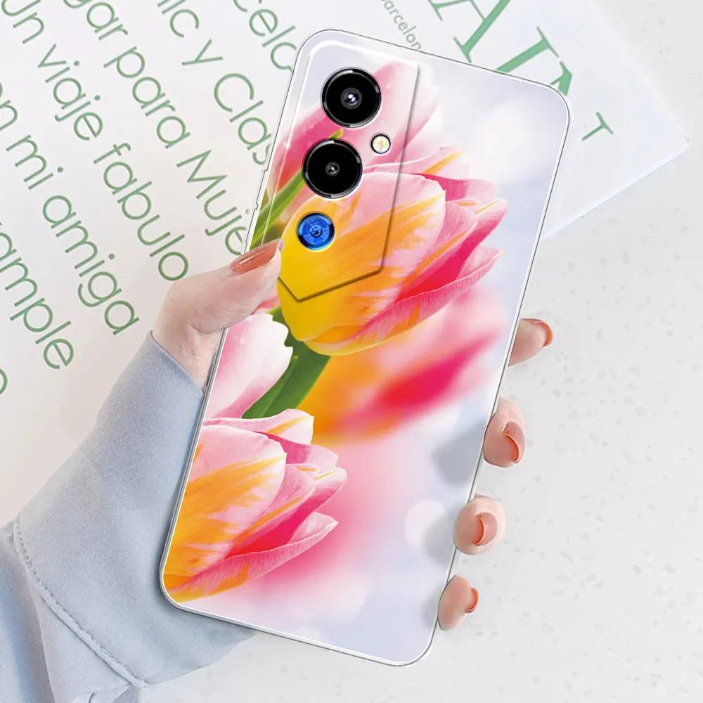 Für Tecno Pova 4 Pro Hüllen Marmor Transparente Hüllen Tecno Pova 4 Silikon Klarer Stoßfänger Für Tecno Pova4 Pro Blumen Handyhüllen