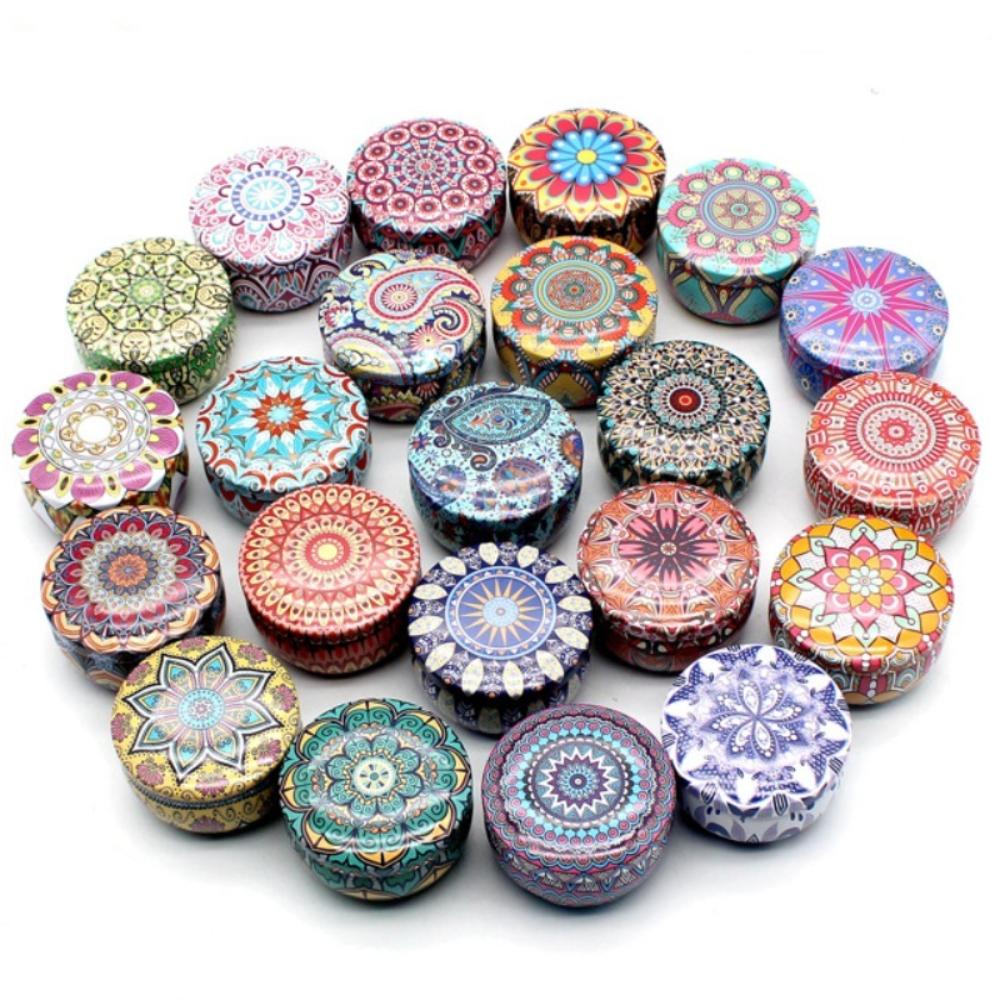 4pcs Round Cookie Tin Box Metal Biscuit Packaging Iron Can Candy Jar  for Dry Spices and Sweets