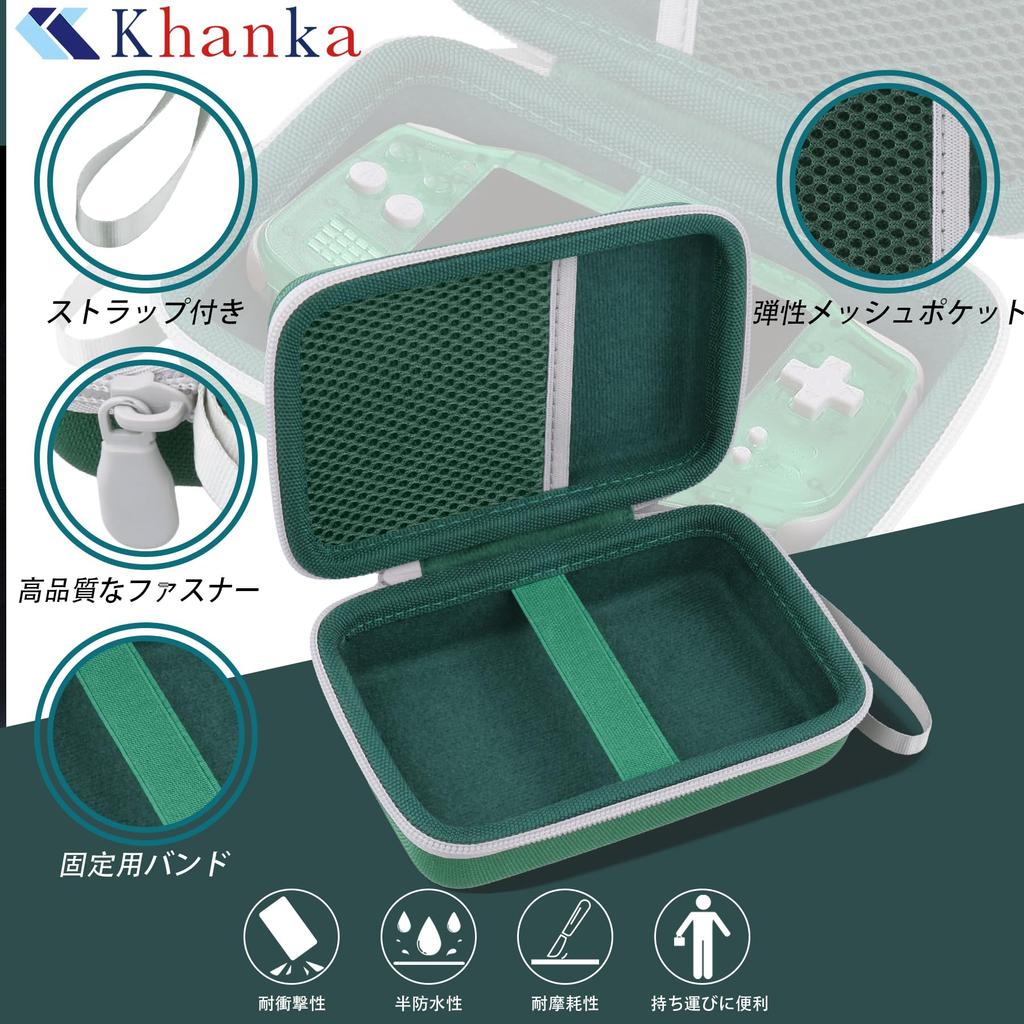 Khanka Storage Case for ANBERNIC RG34XX Handheld Game RG Whatsko Retro Game Green Console, 34XX, Console, (Case Only)