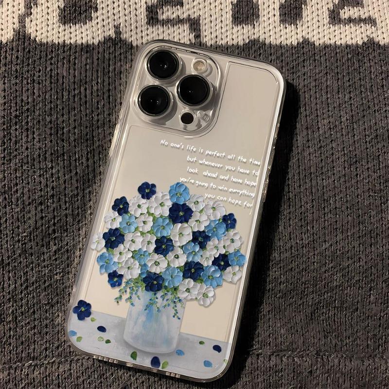 Funda for IPhone 16 15 14 13 12 Pro Max 11 Small Fresh Flowers Dustproof Non-Slip Full Cover Anti Fall Shockproof Transparent