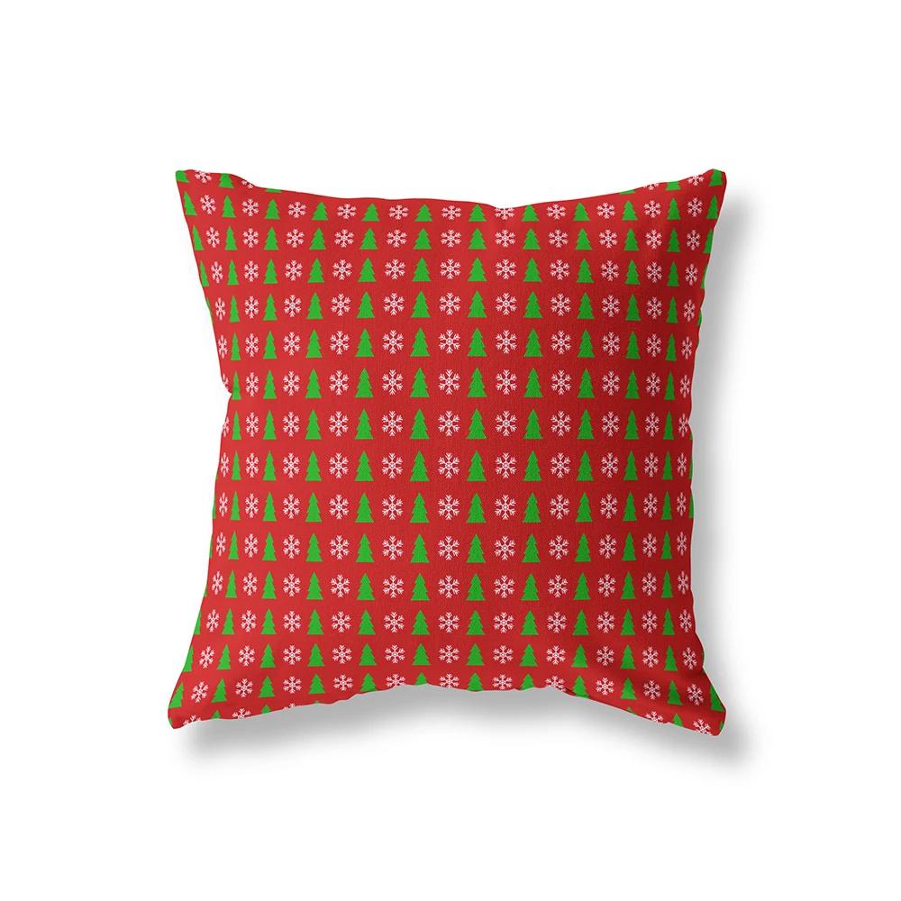 Navidad Funda de Almohada de Poliéster Estampada Simple Decoración del Hogar Funda de Cojín Dormitorio Sala de Estar Sofá Coche